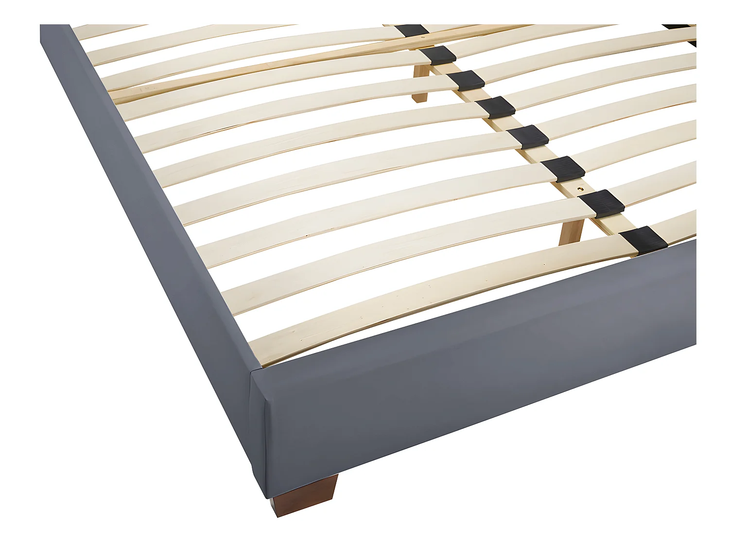 Lit 140 x 190 cm - Tissu - Gris + Matelas - FAUSTIN