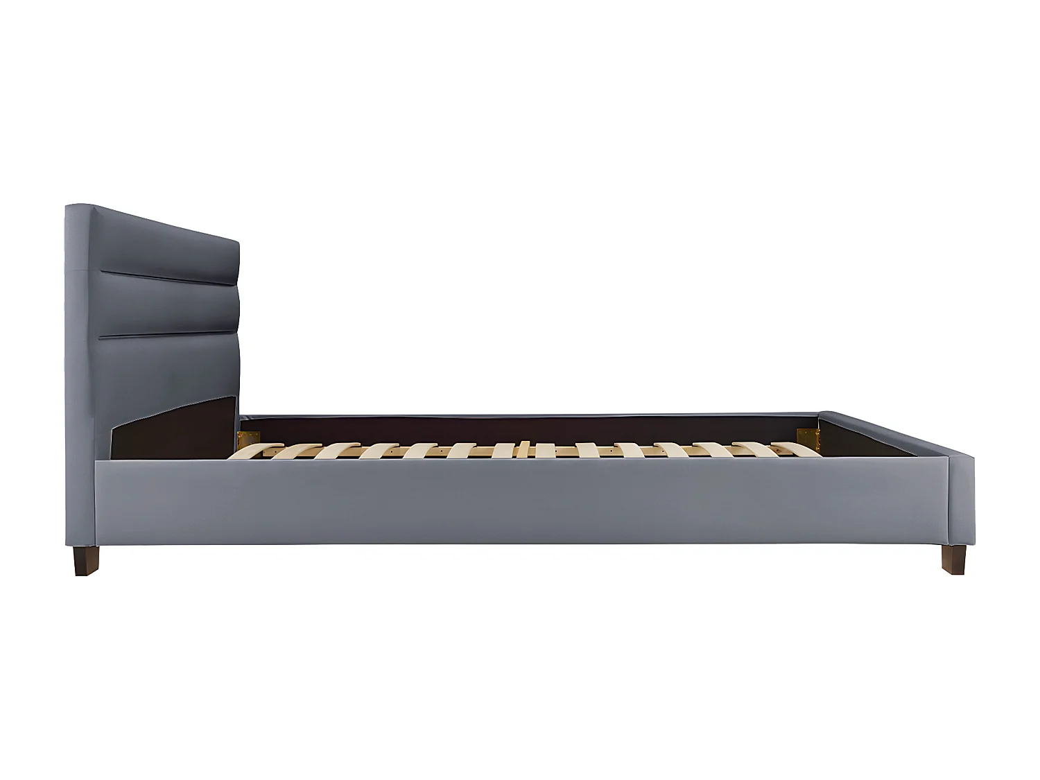 Lit 160 x 200 cm - Tissu - Gris + Matelas - FAUSTIN