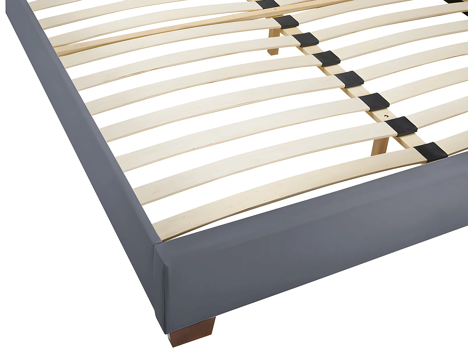 Lit 180 x 200 cm - Tissu - Gris + Matelas - FAUSTIN