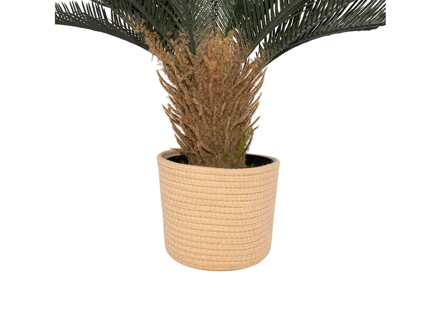 Cycas 85 - Plante Tropicale Artificielle Décorative Cycas H85 cm pour Intérieur Extérieur avec Pot Beige