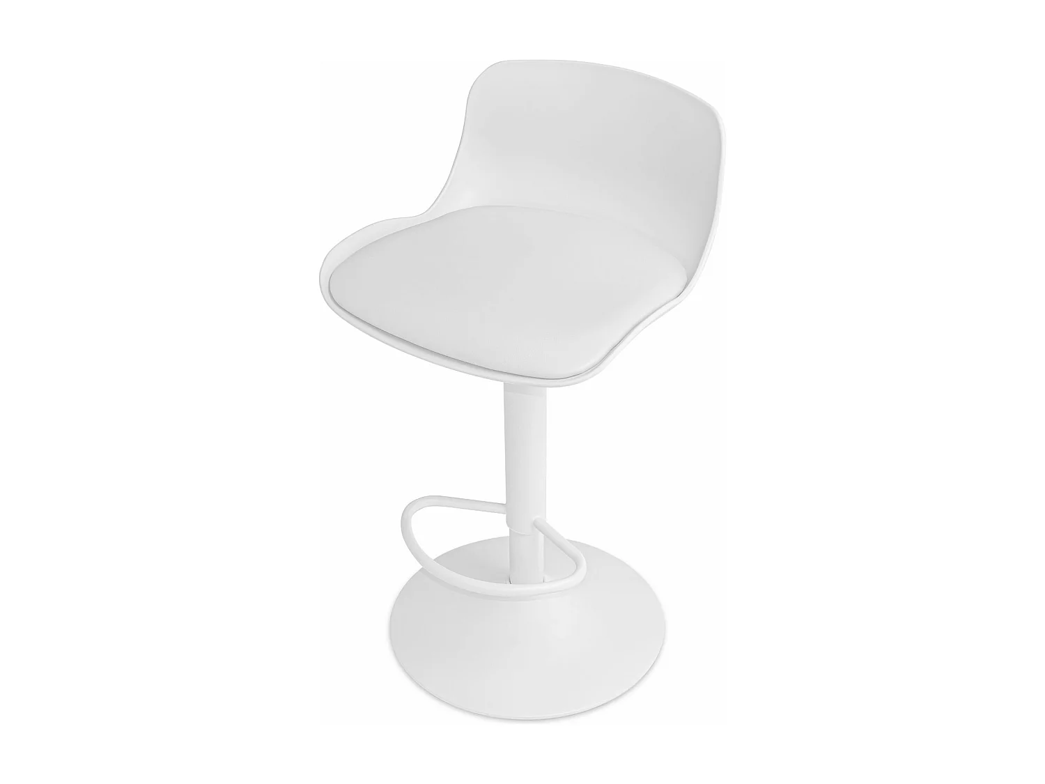 Amsterdam - Lot de 2 tabourets de bar 45x80x45 cm en acier peint polyéthylène et tapissé simili cuir blanc