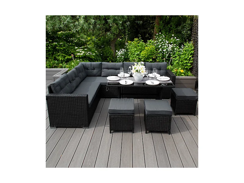 Gartenmöbel-Kissen Ersatz Set – 13-teilig – Sitz- & Rückenpolster für Sofa & Hocker