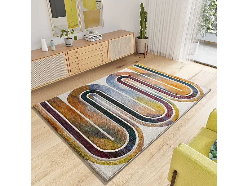 Alfombra interior  - geométrico - multicolor - 120 x 170 cm - SYBIL