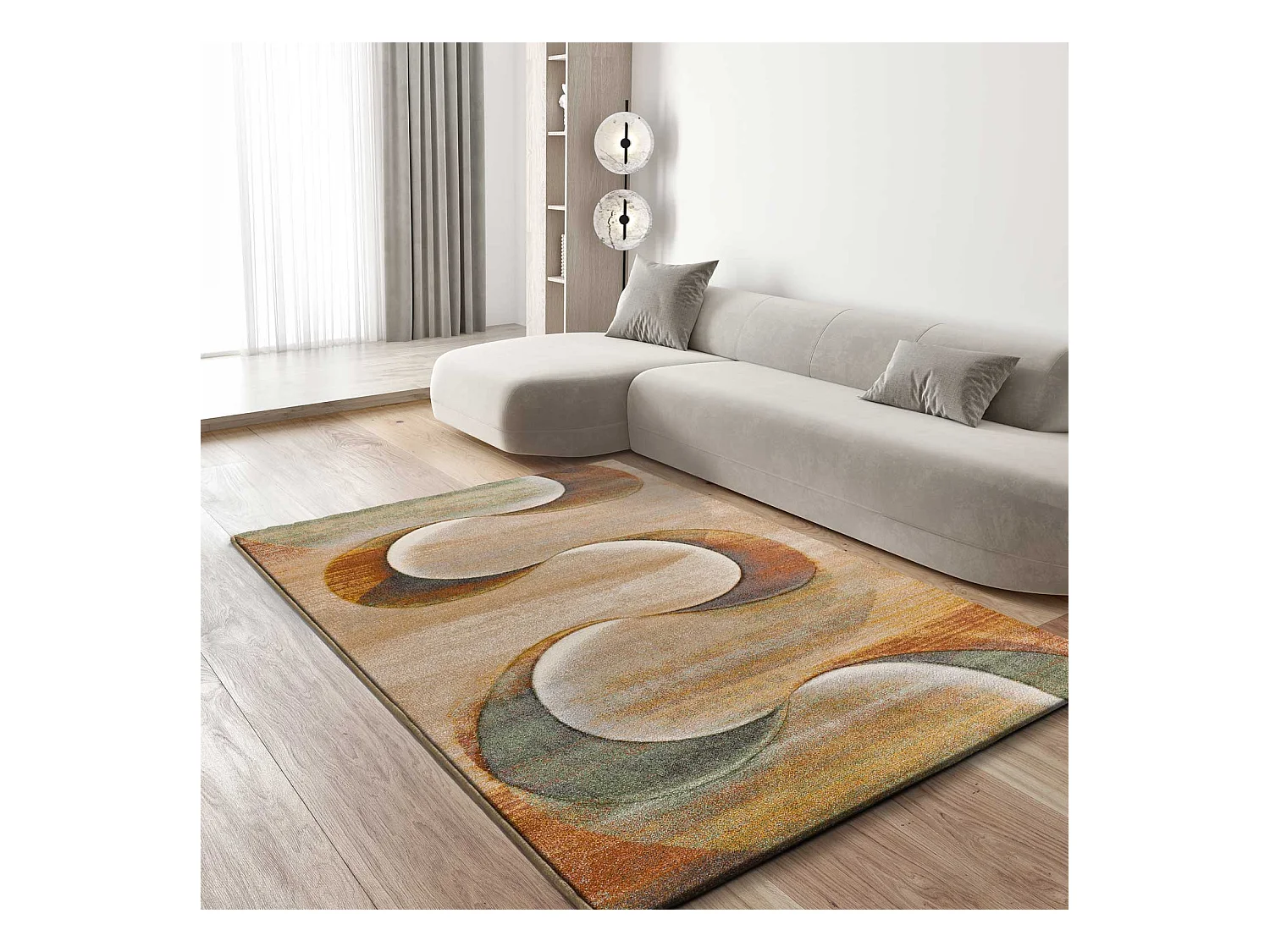 Kurzflorteppich - abstrakt - terrakotta - 140x200 cm - LIBET