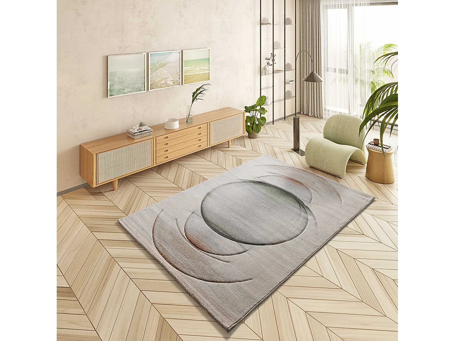 Kurzflorteppich - modern - beige - 120x170 cm - LIBET