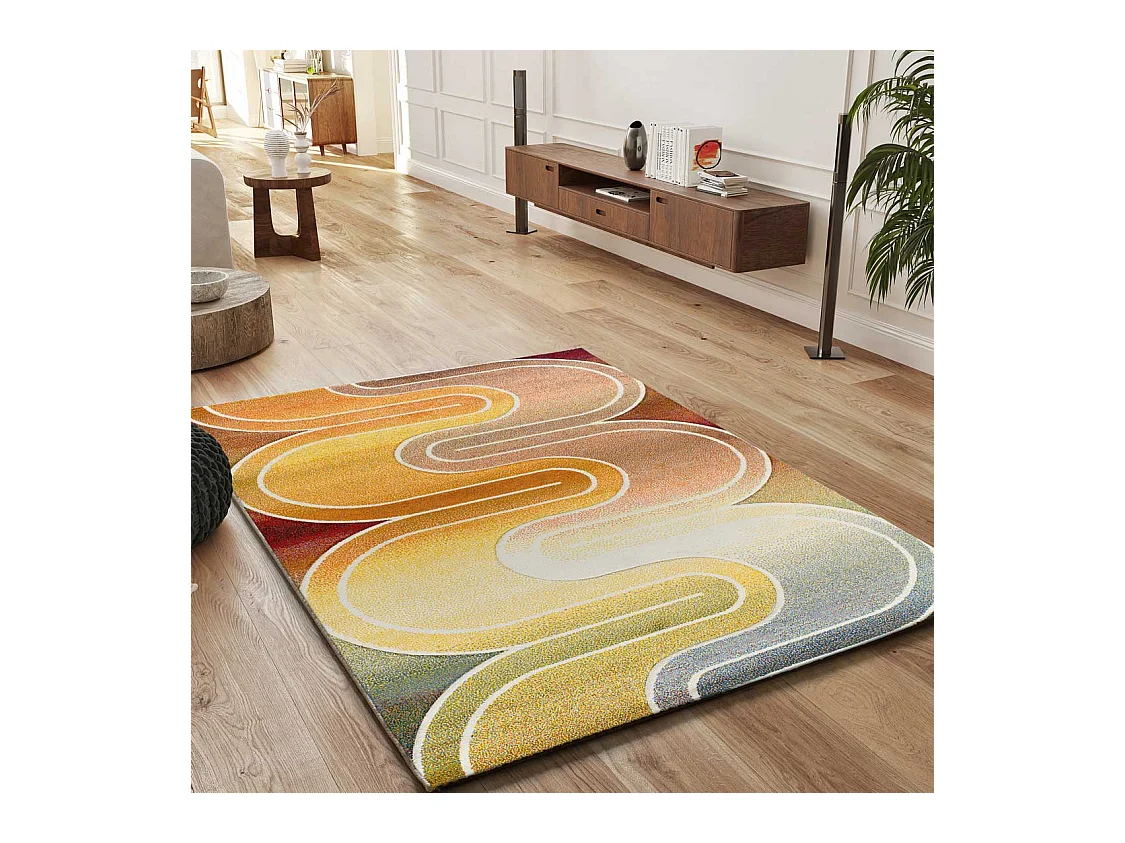 Kurzflorteppich - geometrisch - mehrfarbig - 120x170 cm - SYBIL