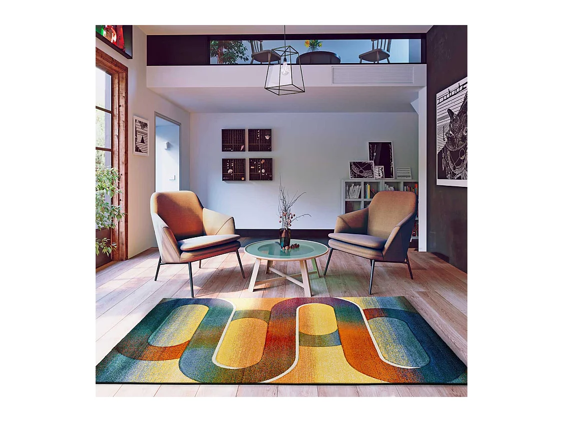 Tapis intérieur - géométrique - multicolore - 160 x 230 cm - SYBIL