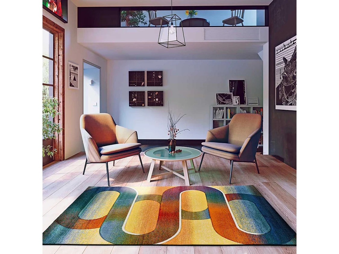 Tapis intérieur - géométrique - multicolore - 160 x 230 cm - SYBIL