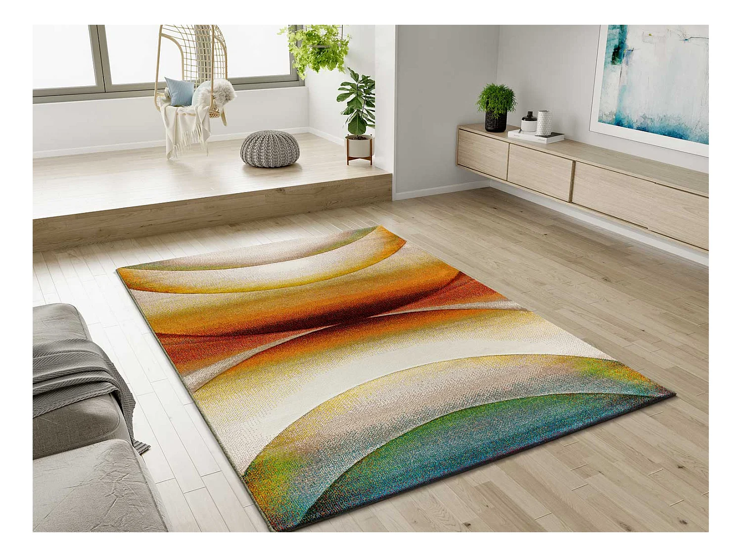 Tapis intérieur - abstrait - multicolore - 120 x 170 cm - LIBET