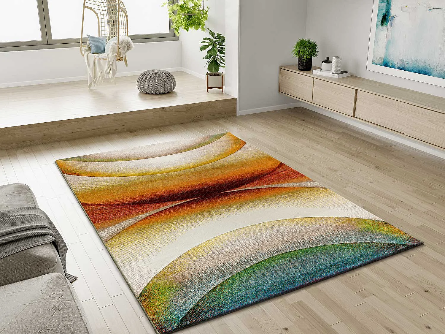 Laagpolig tapijt - abstract - veelkleurig - 120x170 cm - LIBET