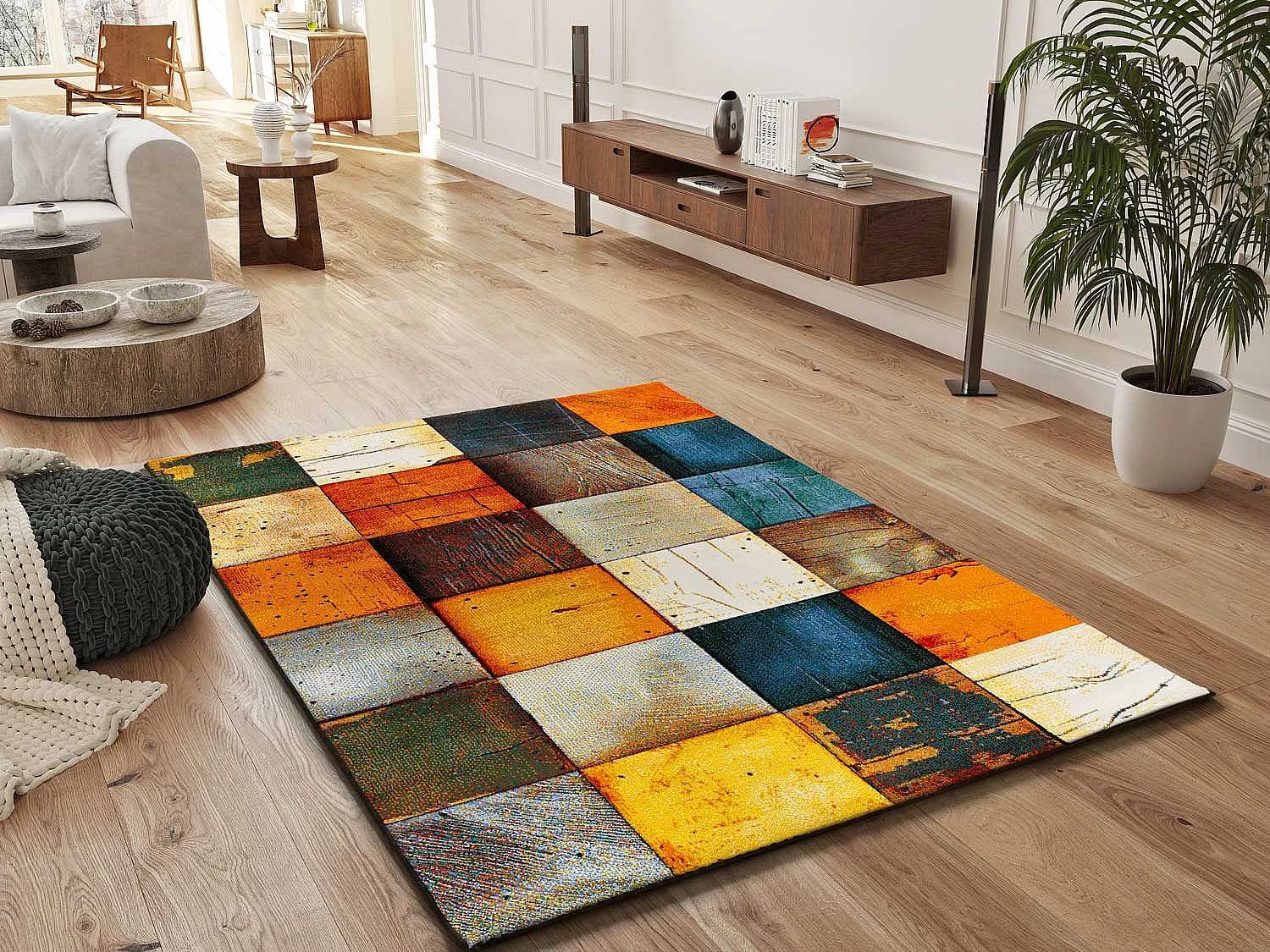 Tapis intérieur - géométrique - multicolore - 140 x 200 cm - SYBIL