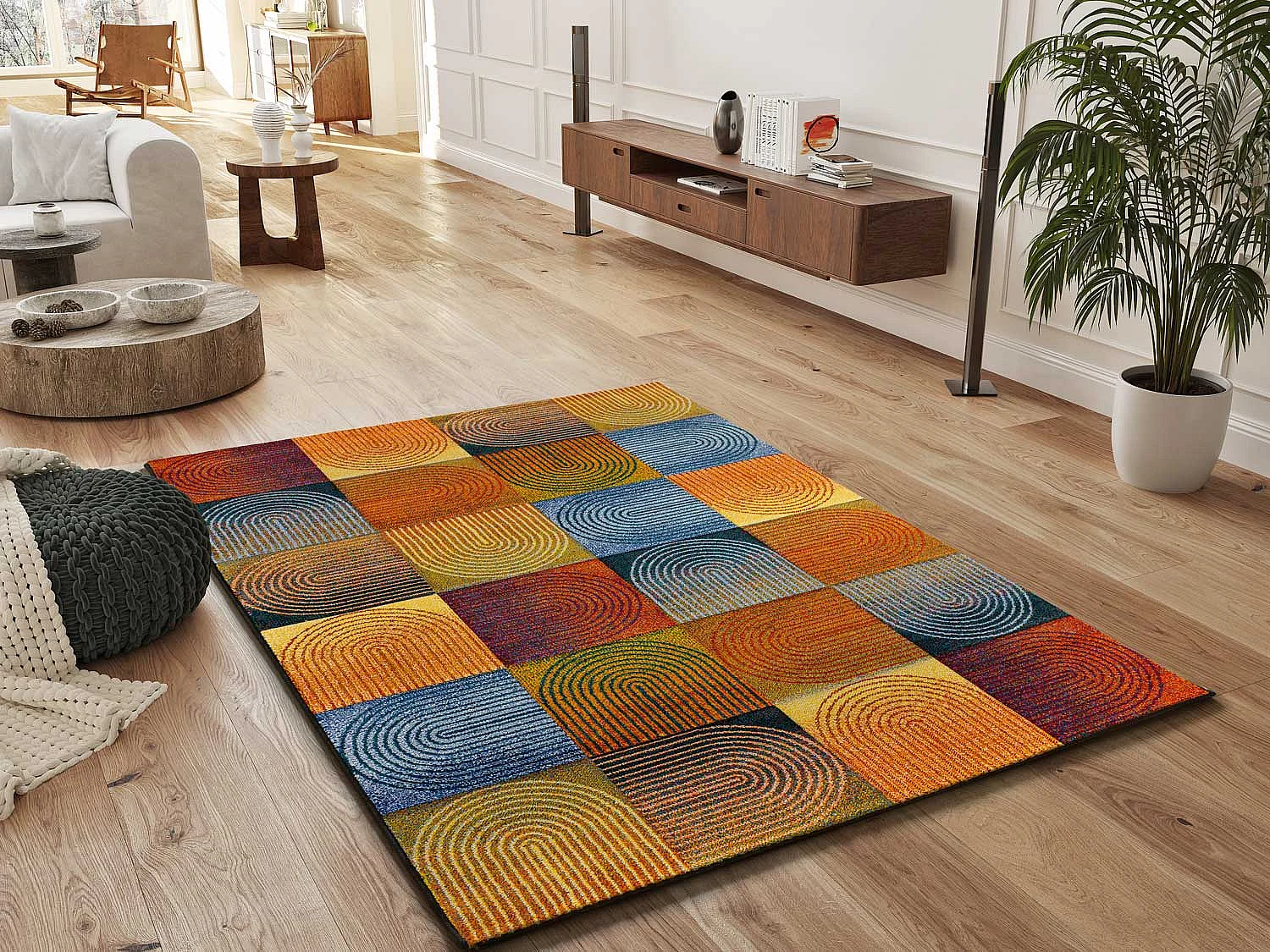 Tapis intérieur - géométrique - multicolore - 120 x 170 cm - SYBIL