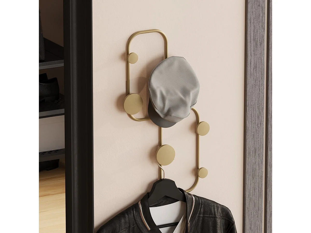 Porte manteaux mural design organique avec 5 patères en métal noir H48 cm - LADYBUG