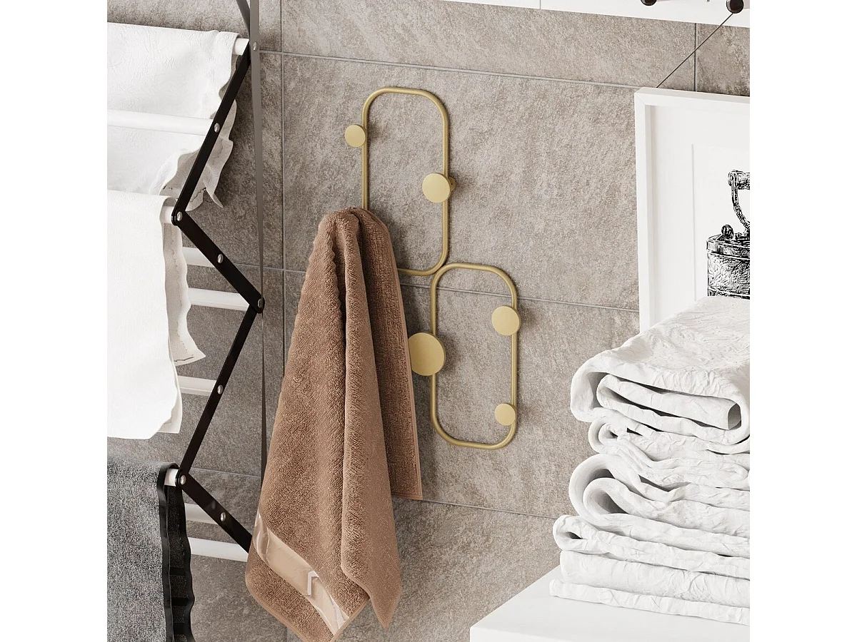 Porte manteaux mural design organique avec 5 patères en métal noir H48 cm - LADYBUG