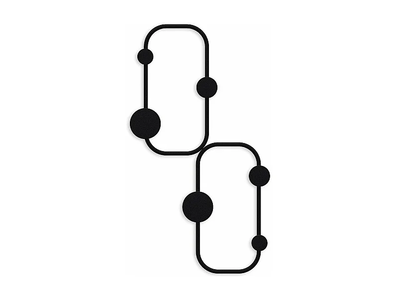 Appendiabiti da parete design organico con 5 ganci in metallo nero H48 cm - LADYBUG