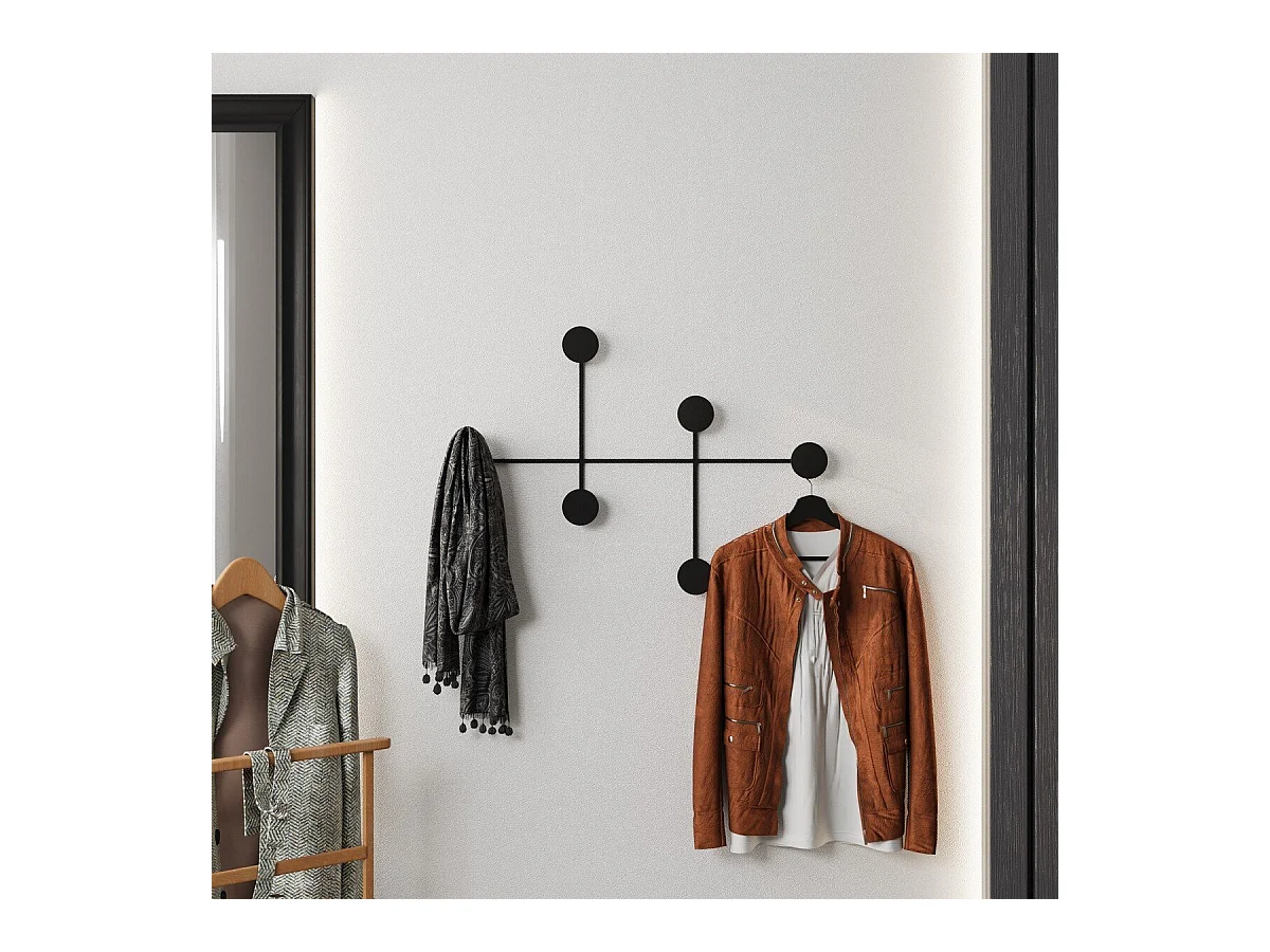 Porte manteaux mural 6 patères en métal H60 cm - DAMA