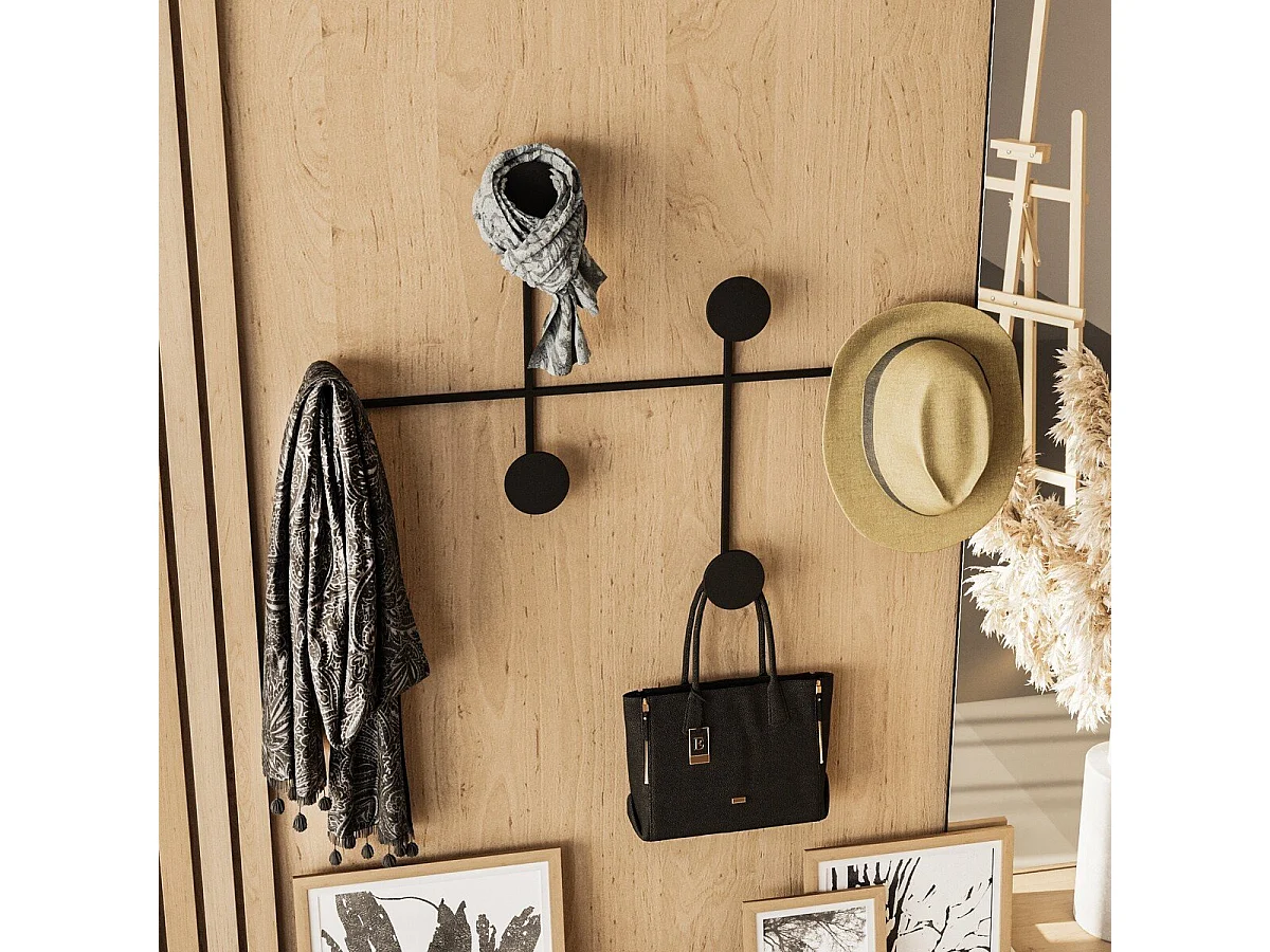 Porte manteaux mural 6 patères en métal H60 cm - DAMA