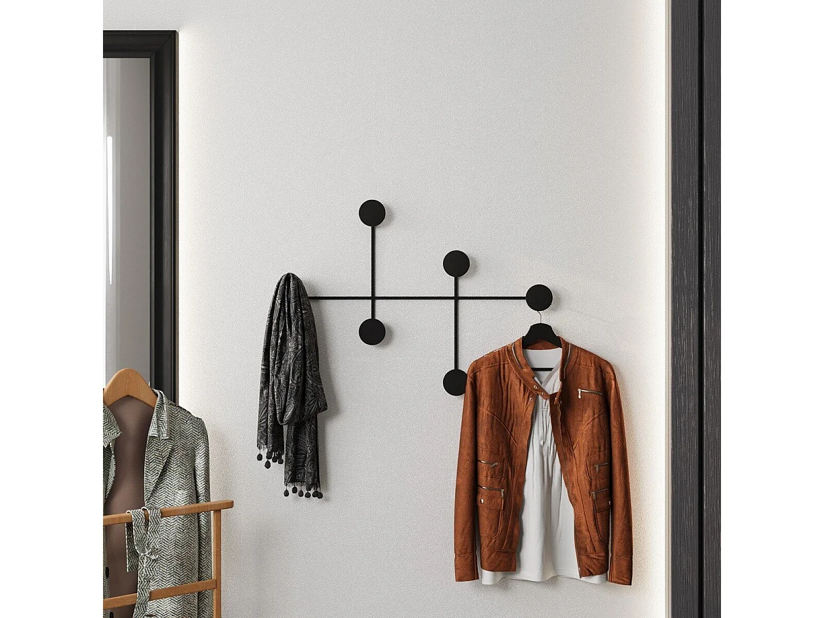 Porte manteaux mural 6 patères en métal H60 cm - DAMA