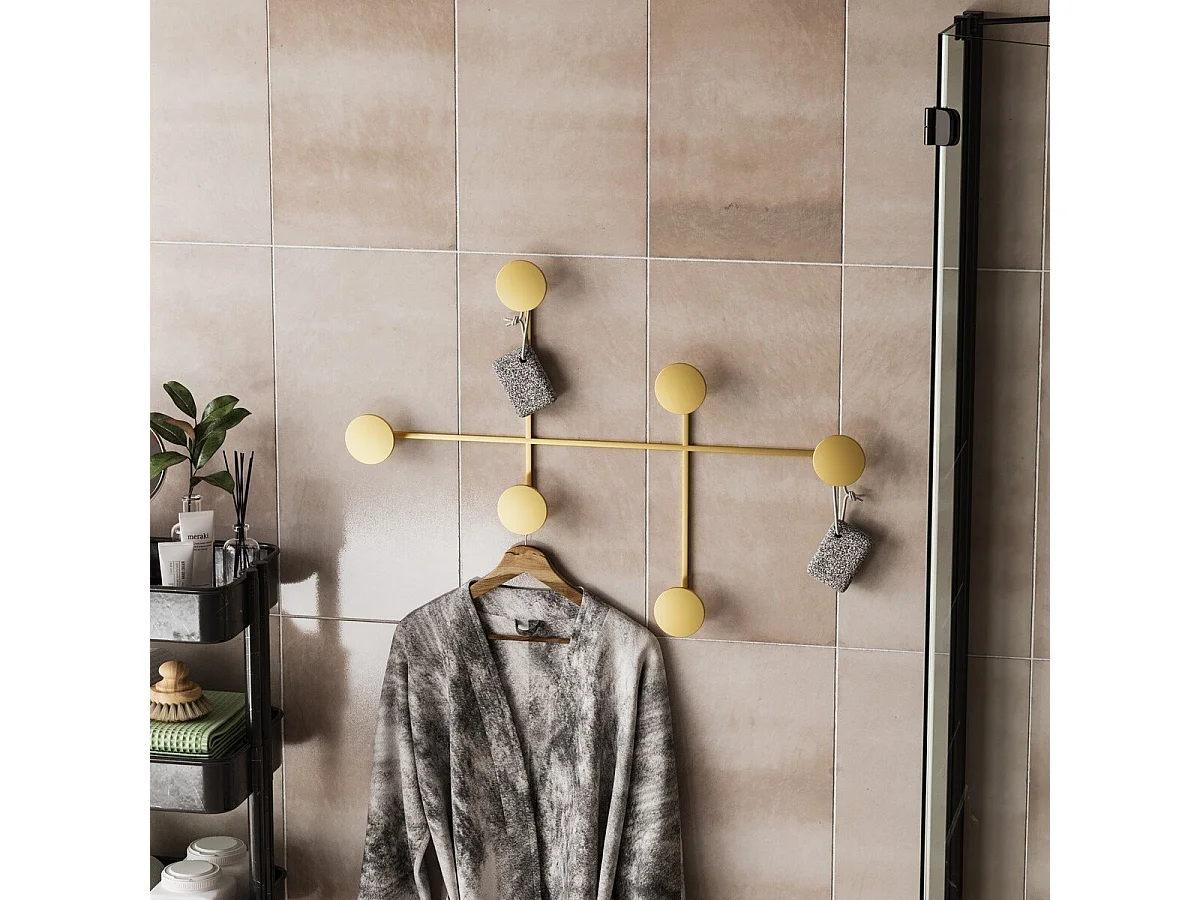 Porte manteaux mural 6 patères en métal H60 cm - DAMA