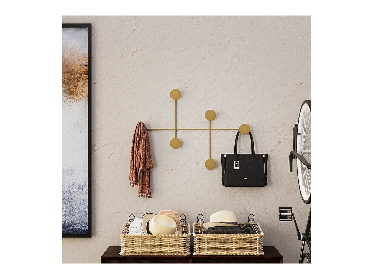 Porte manteaux mural 6 patères en métal H60 cm - DAMA