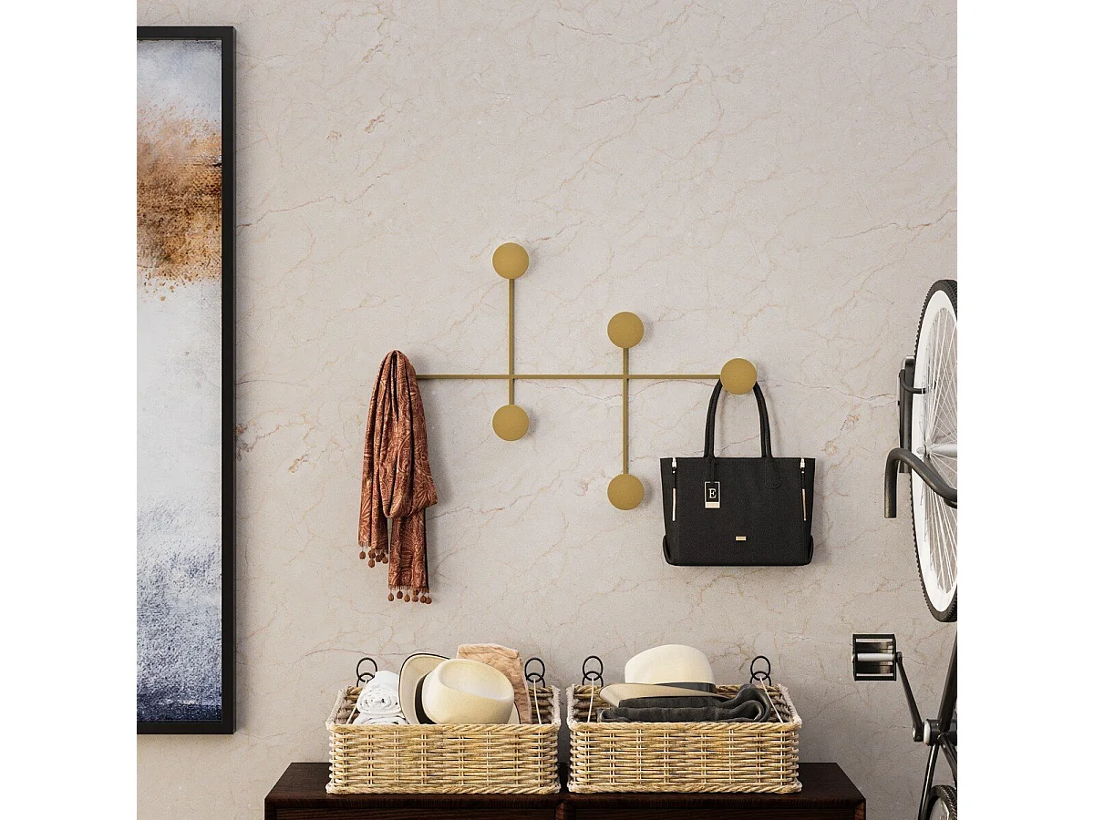 Porte manteaux mural 6 patères en métal H60 cm - DAMA