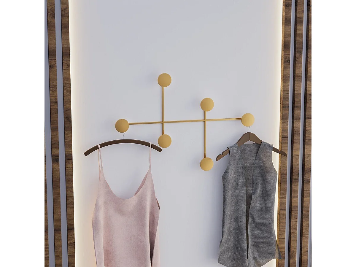 Porte manteaux mural 6 patères en métal H60 cm - DAMA