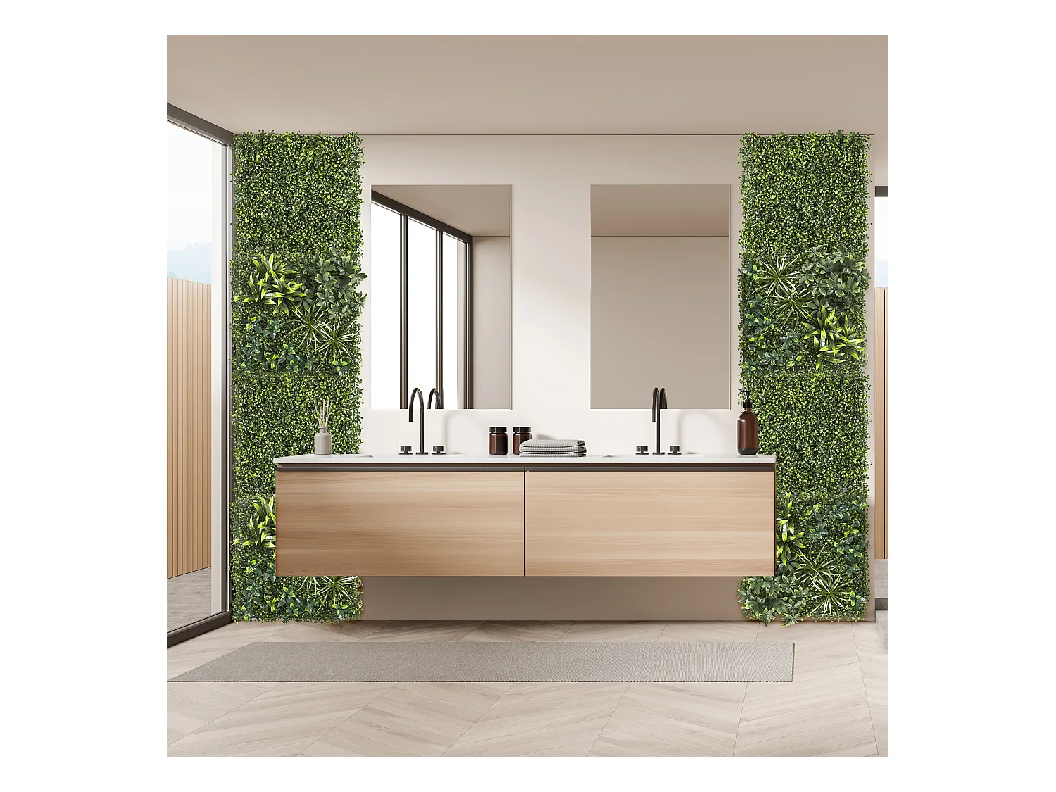 Mur Vegetal Artificiel Feuillage Vert