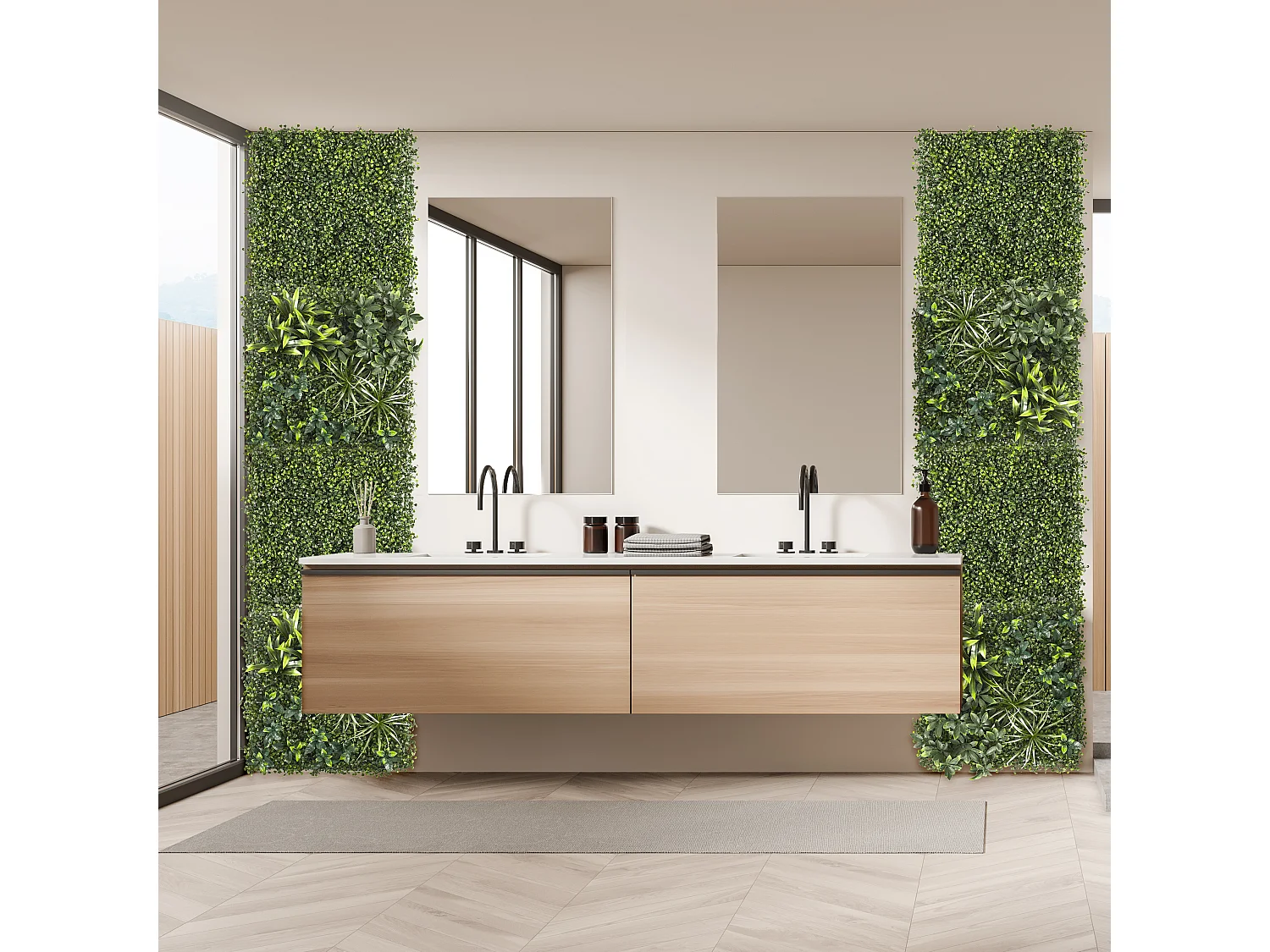 Mur Vegetal Artificiel Feuillage Vert