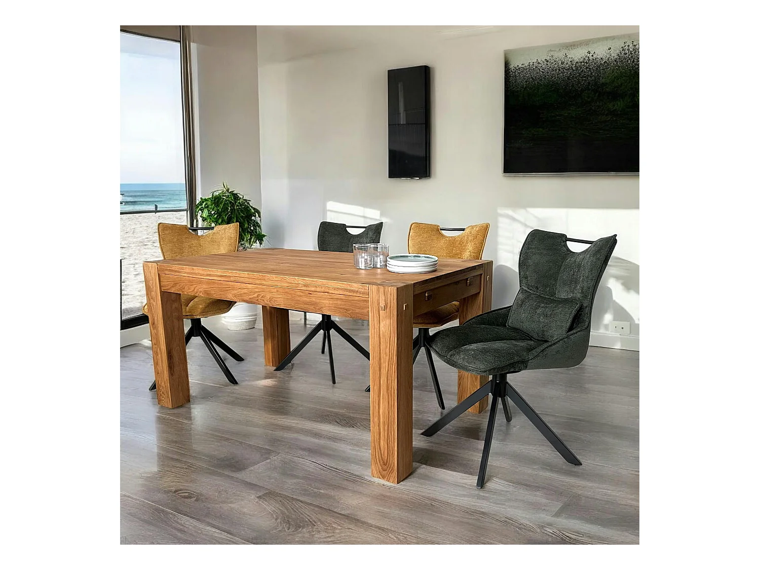 Table à manger extensible bois de chêne 150-250 FJORD