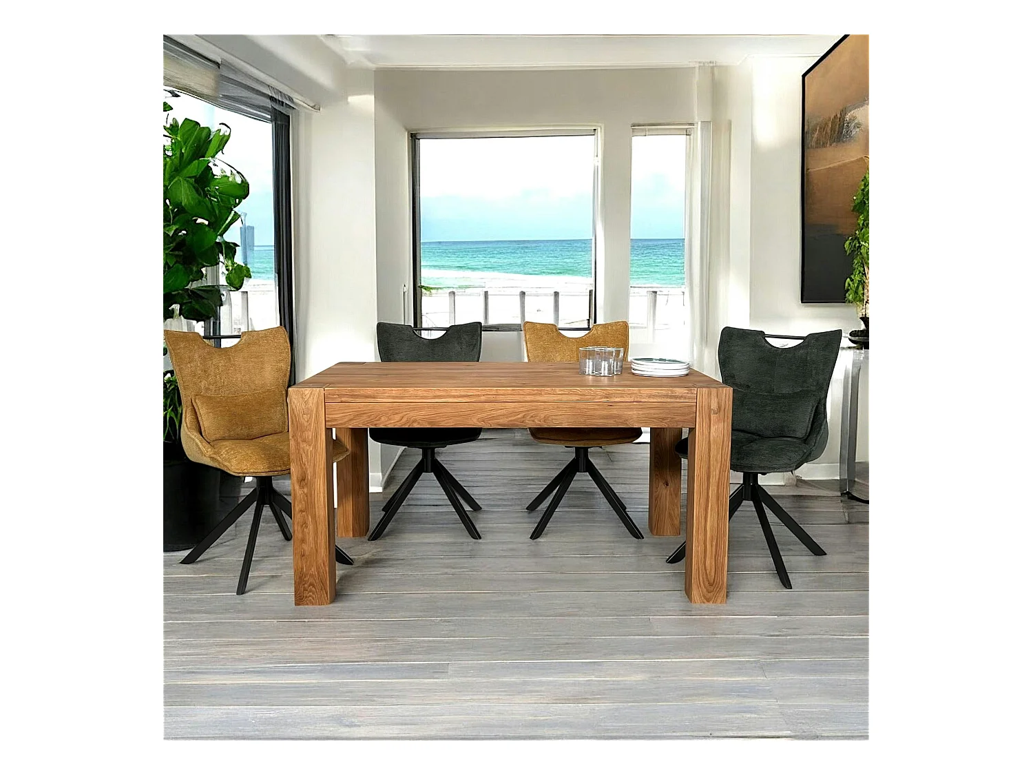 Table à manger extensible bois de chêne 150-250 FJORD