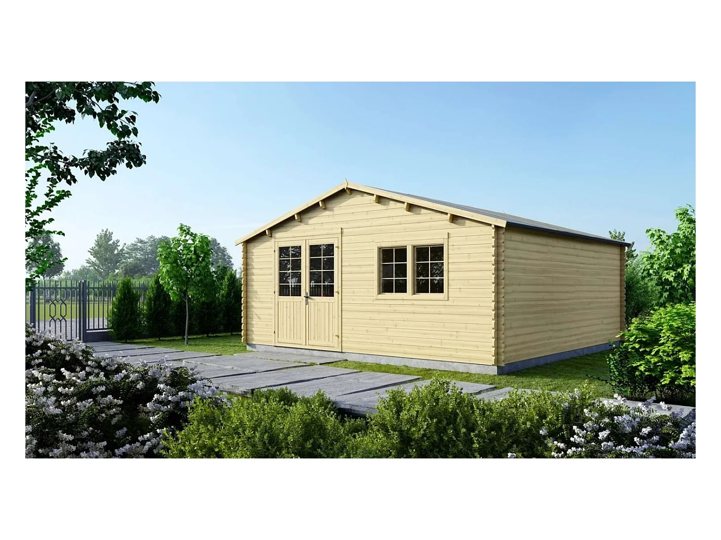 Abri de jardin en bois - 36m2 - 6x6m - Ep. 40mm - Couleur: naturel - DOM749 - ALTANKA