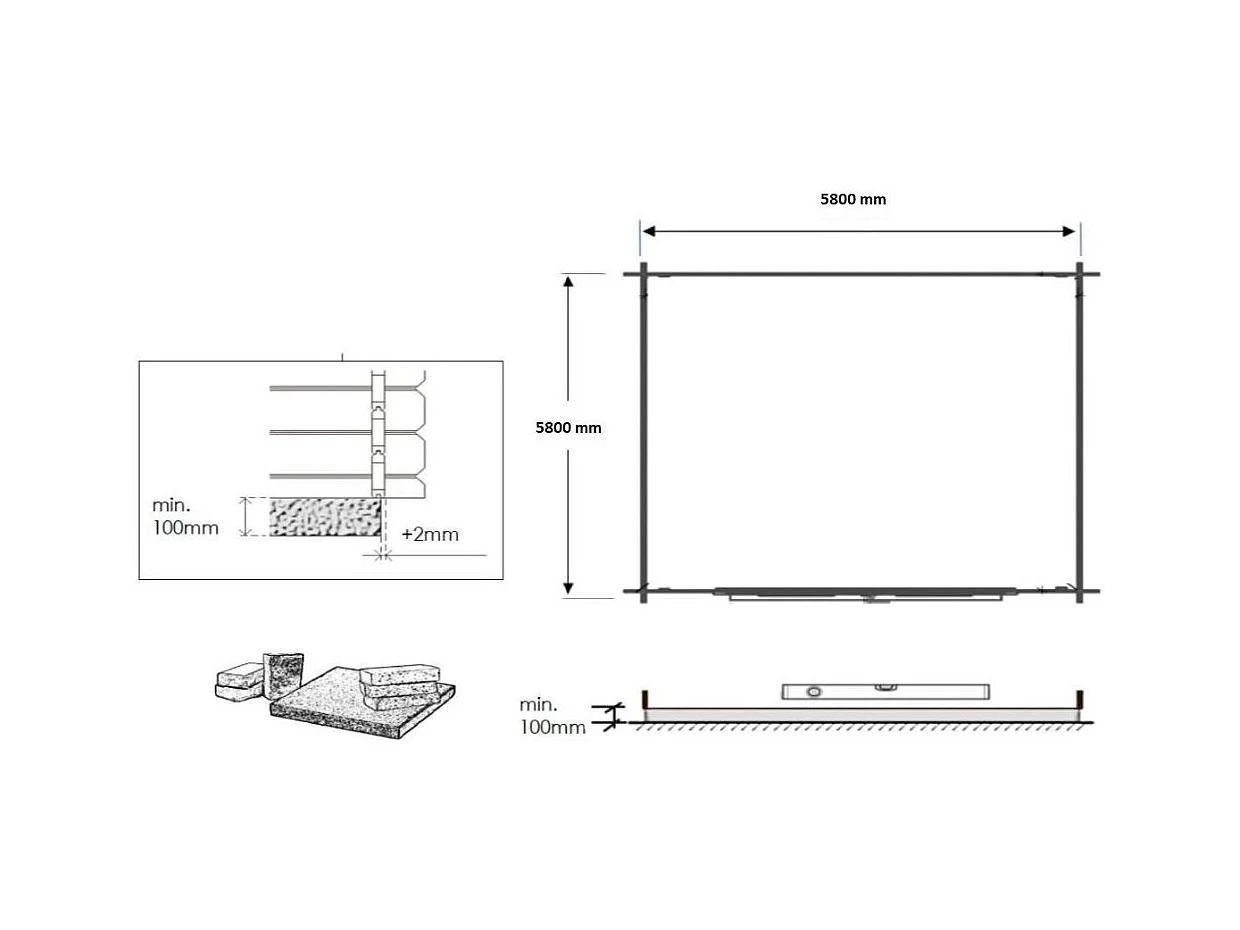 Abri de jardin en bois - 36m2 - 6x6m - Ep. 40mm - Couleur: naturel - DOM749 - ALTANKA