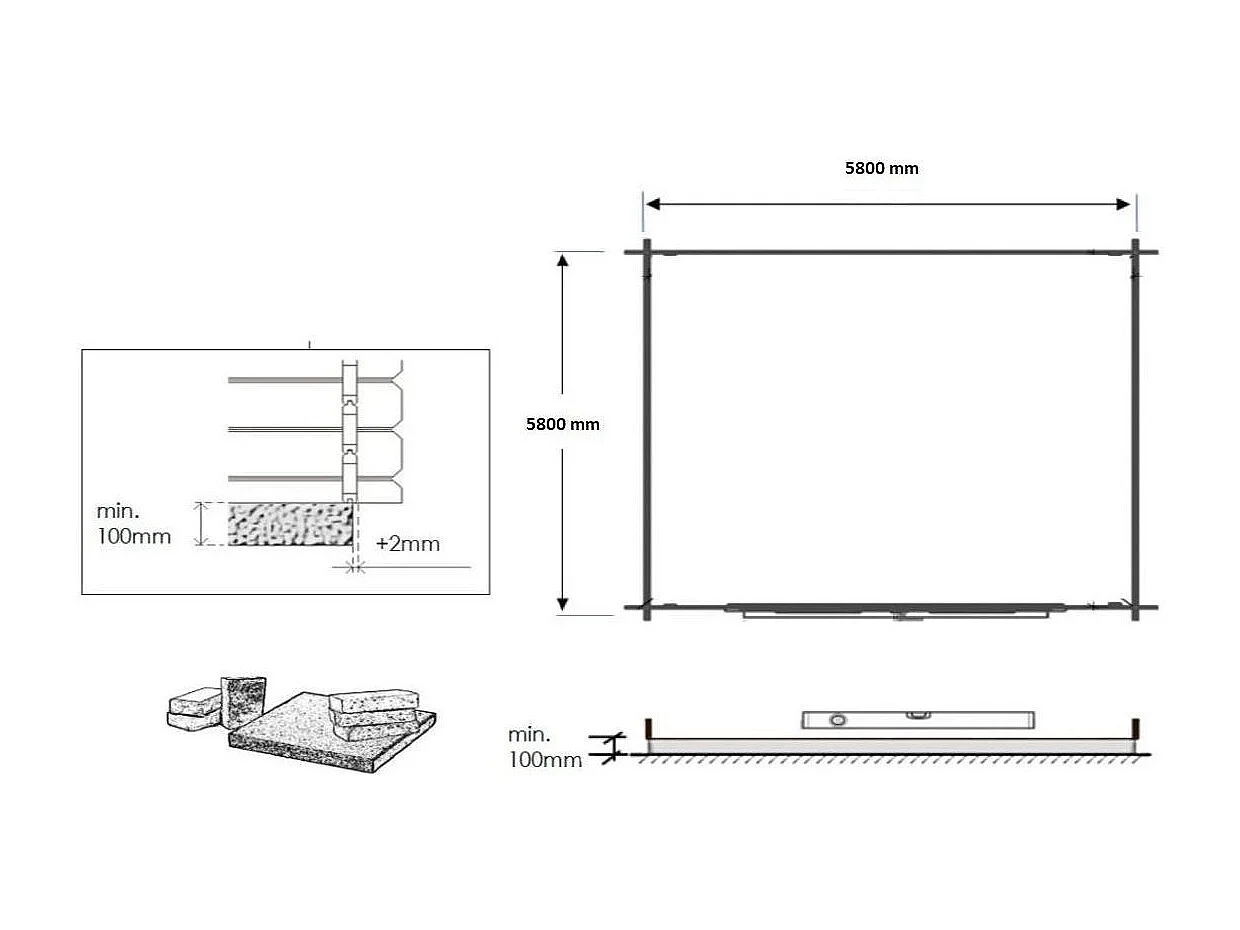 Casetta da giardino in legno - 36m2 - 6x6m - 40mm - colore: naturale - DOM749 - ALTANKA