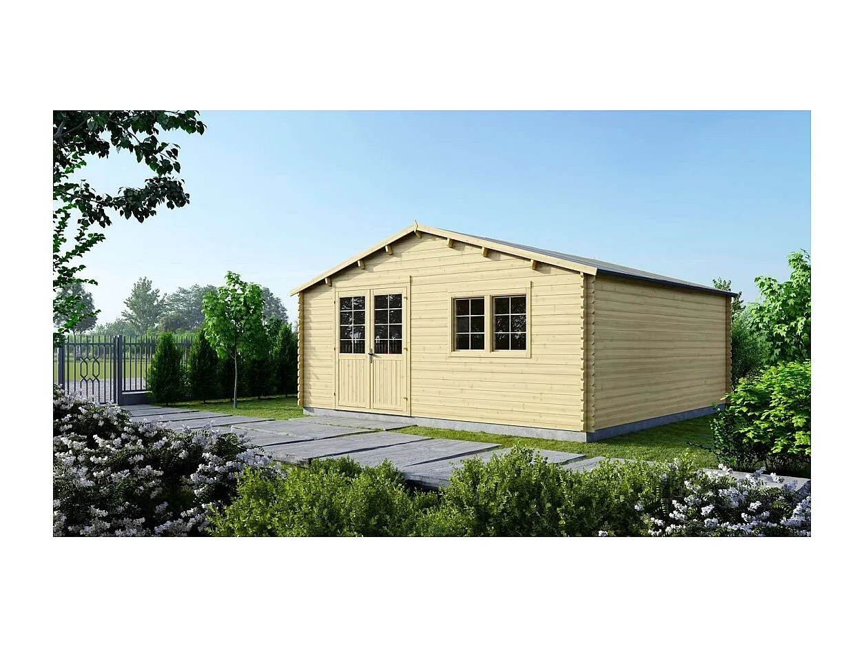 Casetta da giardino in legno - 36m2 - 6x6m - 40mm - colore: naturale - DOM749 - ALTANKA