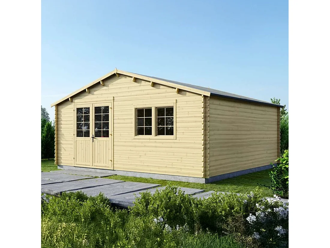 Casetta da giardino in legno - 36m2 - 6x6m - 40mm - colore: naturale - DOM749 - ALTANKA