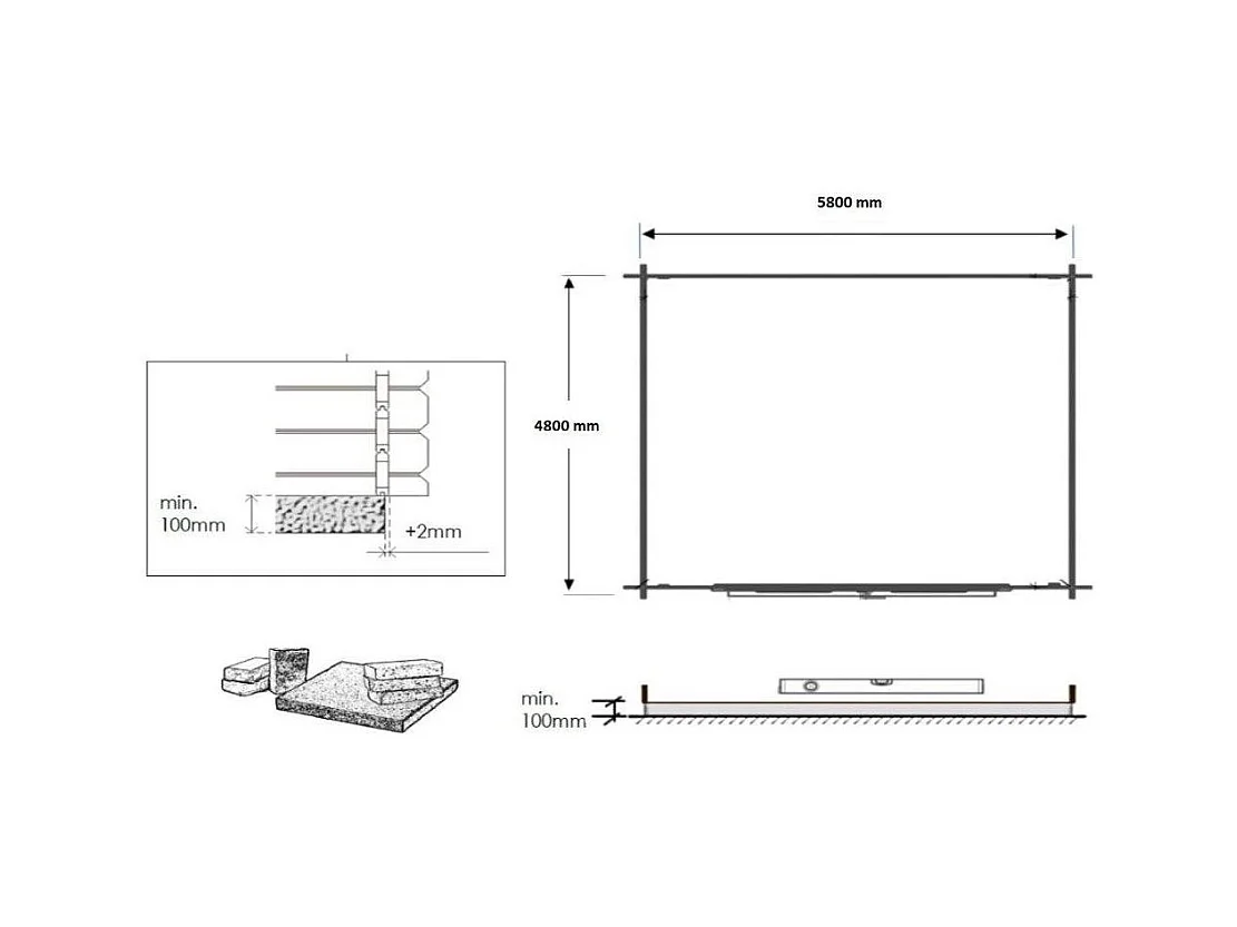 Abri de jardin en bois - 30m2 - 6x5m - Ep. 40mm - Couleur: naturel - DOM747 - ALTANKA