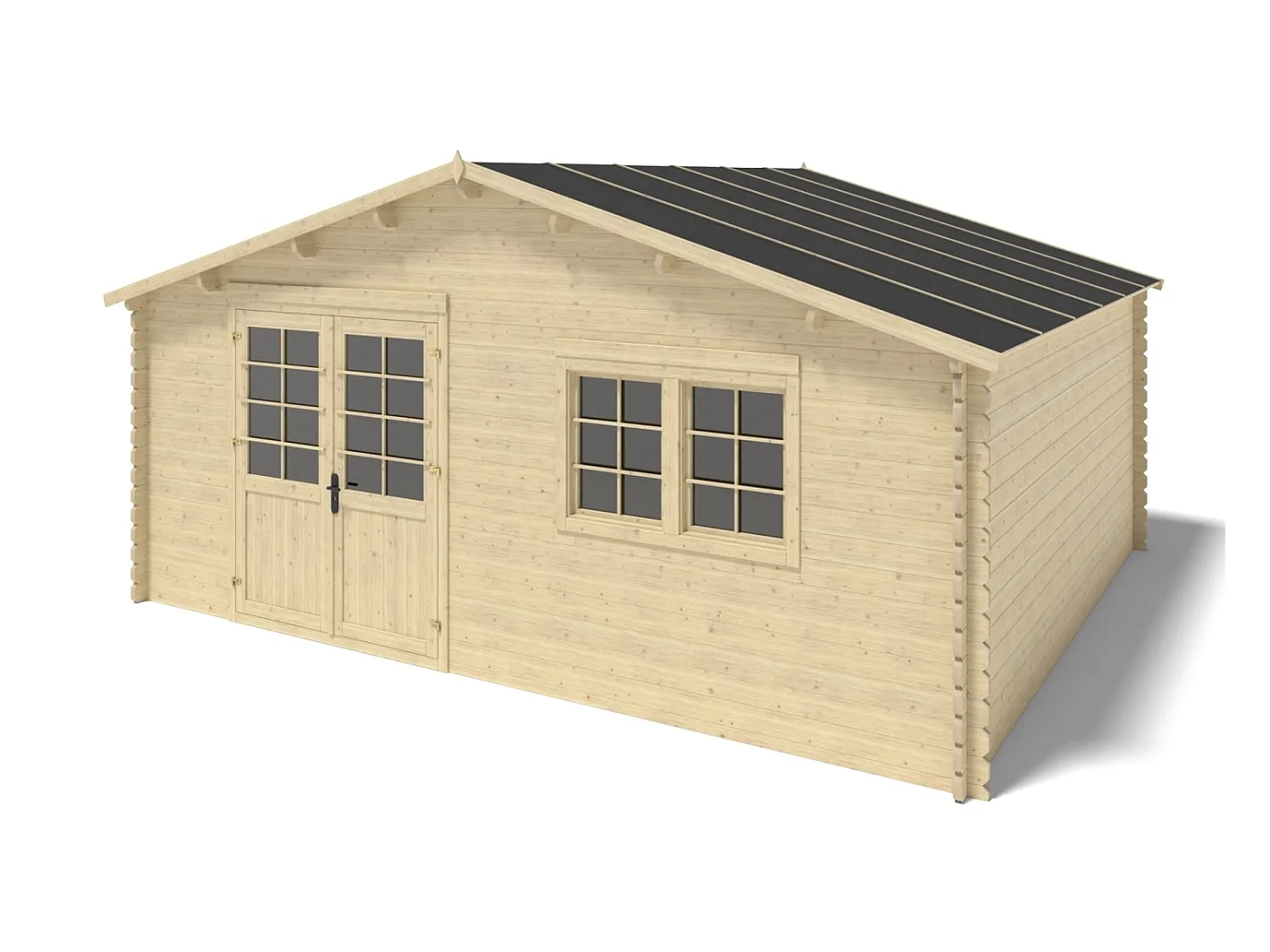 Abri de jardin en bois - 30m2 - 6x5m - Ep. 40mm - Couleur: naturel - DOM747 - ALTANKA