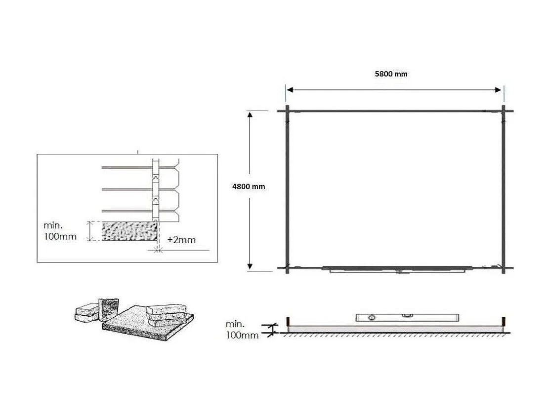 Abri de jardin en bois - 30m2 - 6x5m - Ep. 40mm - Couleur: naturel - DOM747 - ALTANKA