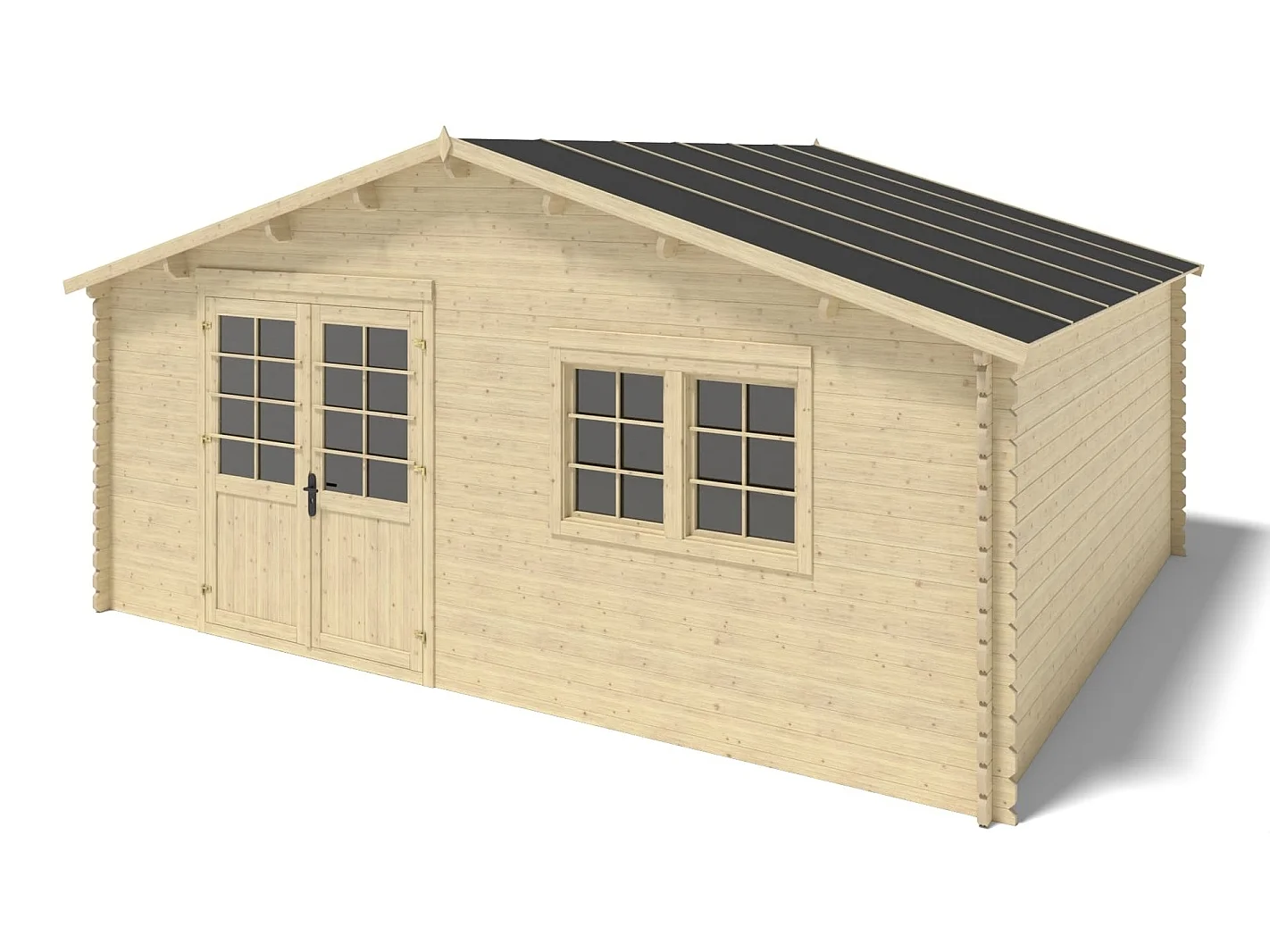 Abri de jardin en bois - 30m2 - 6x5m - Ep. 40mm - Couleur: naturel - DOM747 - ALTANKA