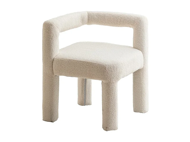 Fauteuil d'angle en tissu bouclette blanc Nora