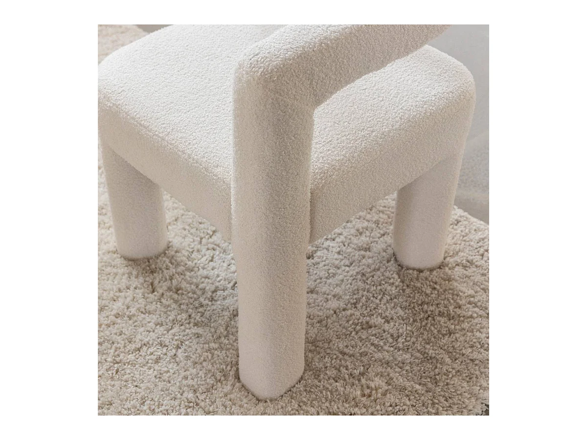 Fauteuil d'angle en tissu bouclette blanc Nora