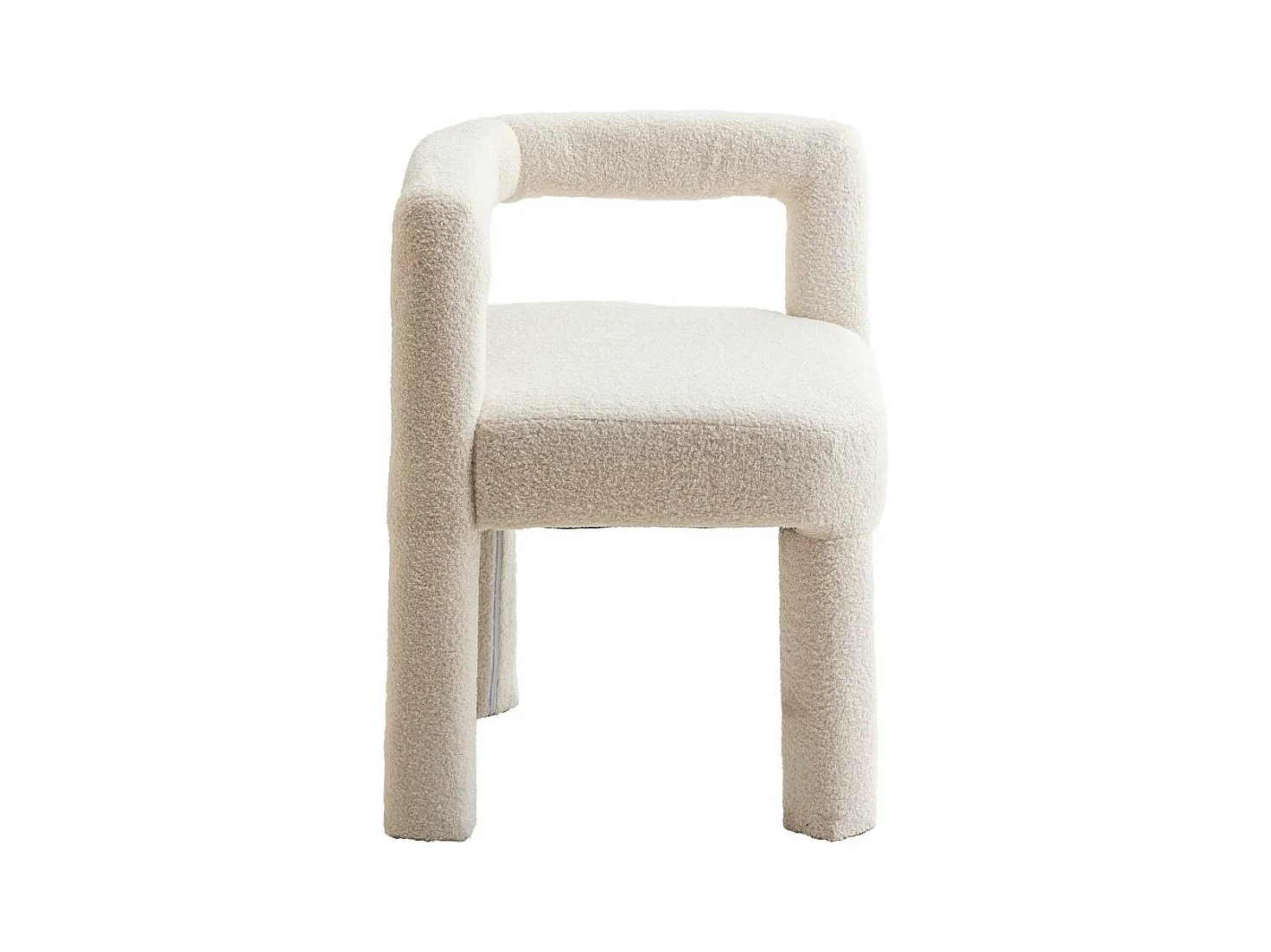 Fauteuil d'angle en tissu bouclette blanc Nora