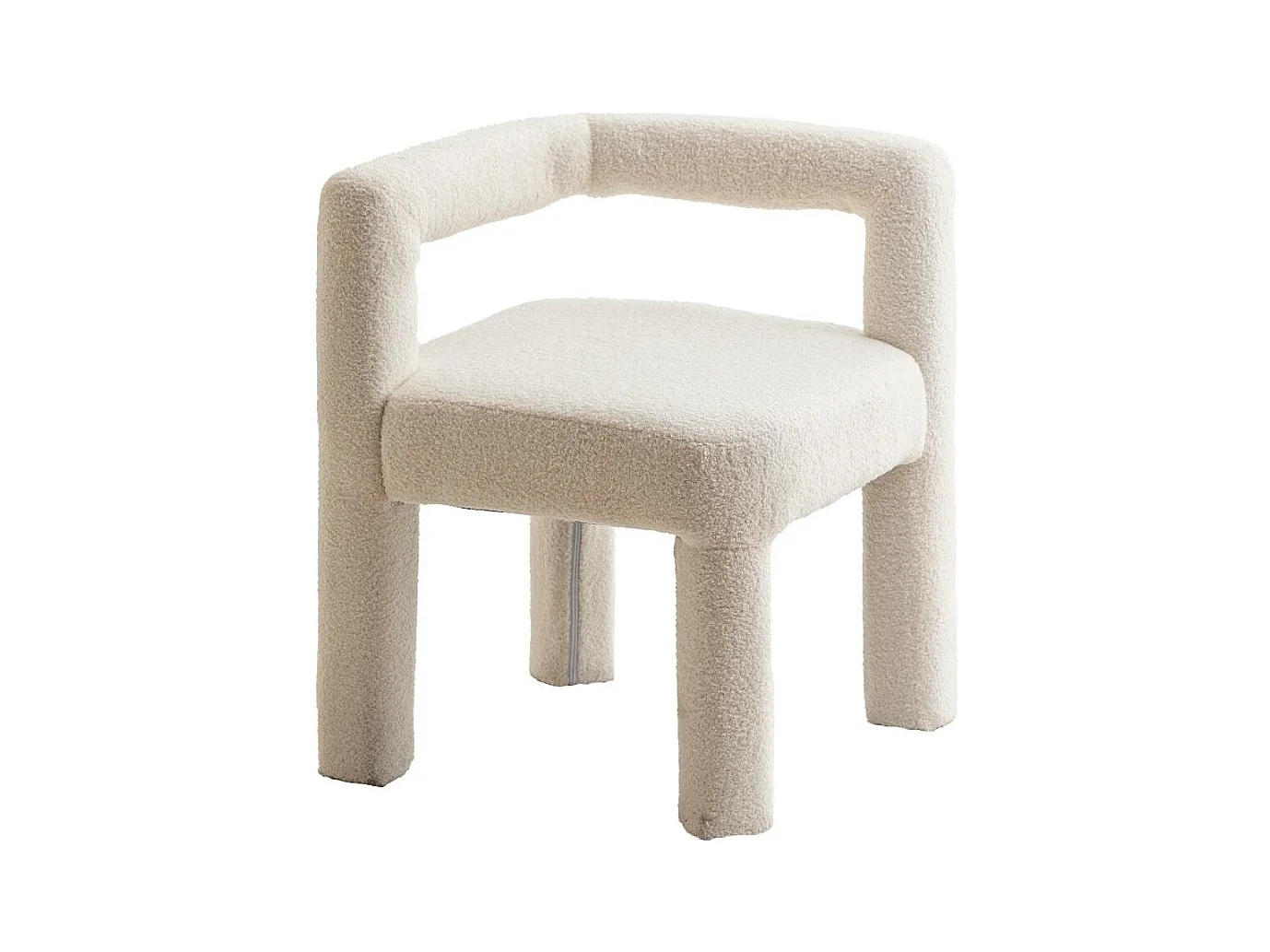 Chaise d'angle en tissu bouclette blanc Soléa