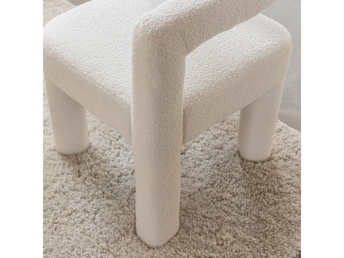 Silla esquinero en tela bouclé blanco Soléa