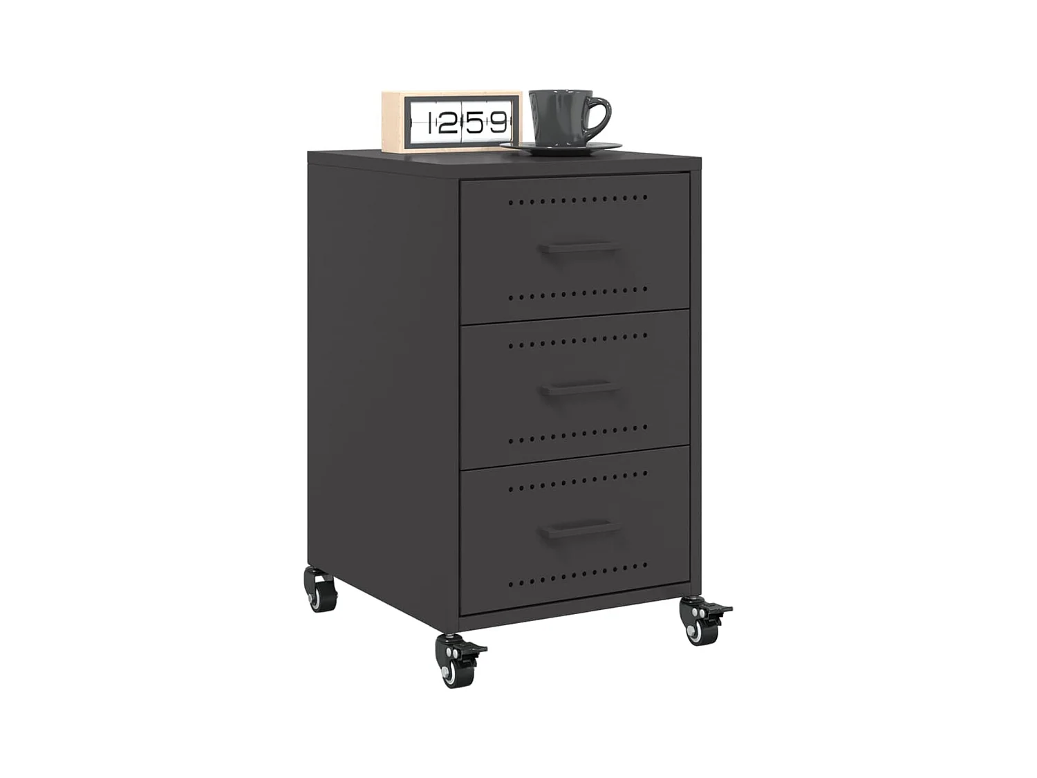 Table de chevet noir 36x39x59 cm acier