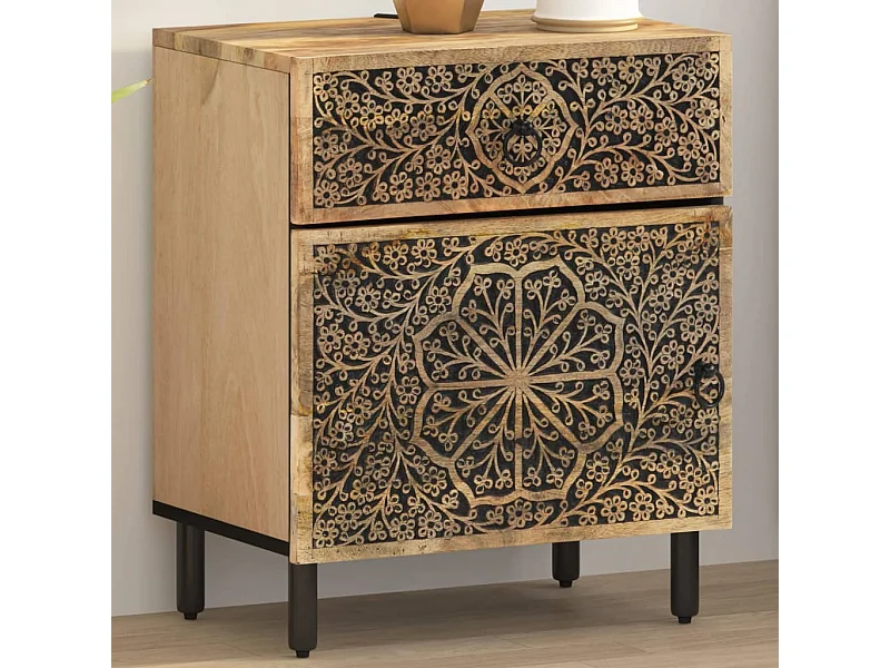 Comodino 50x33x60 cm in legno massello di mango