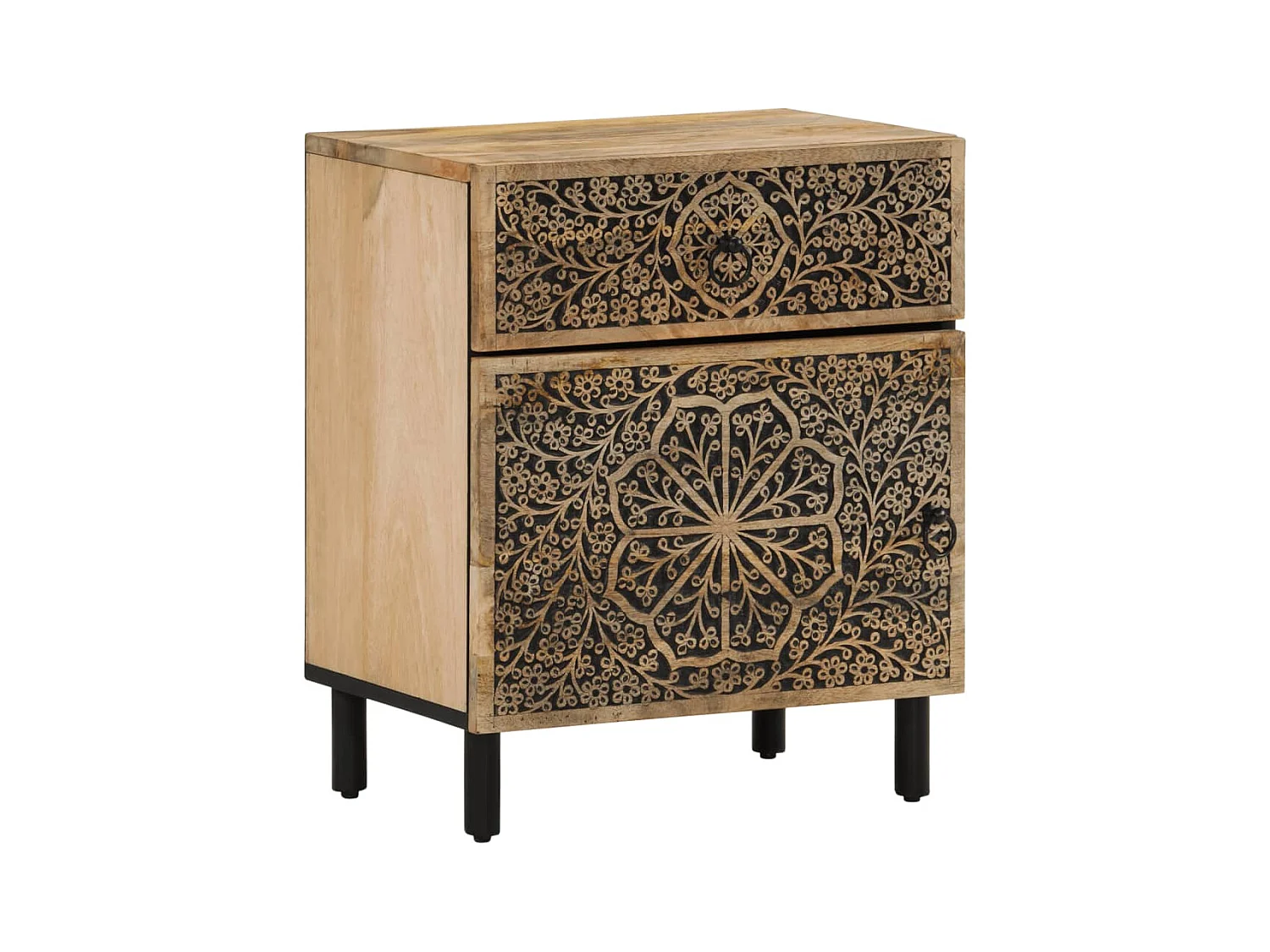 Comodino 50x33x60 cm in legno massello di mango