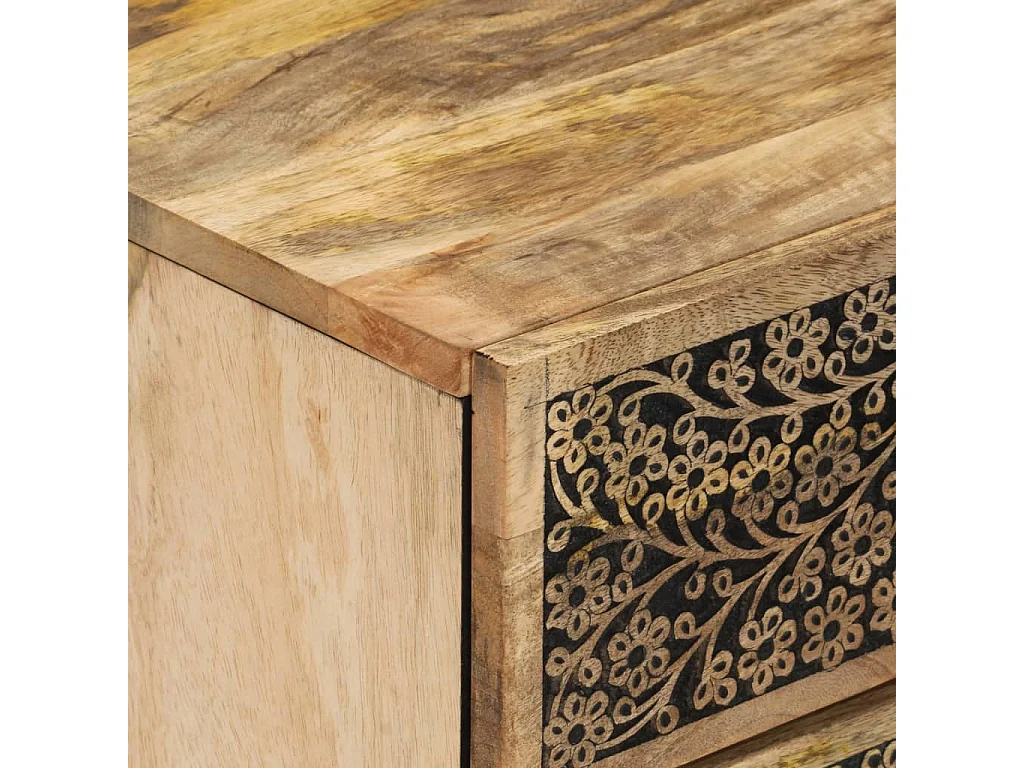 Comodino 50x33x60 cm in legno massello di mango