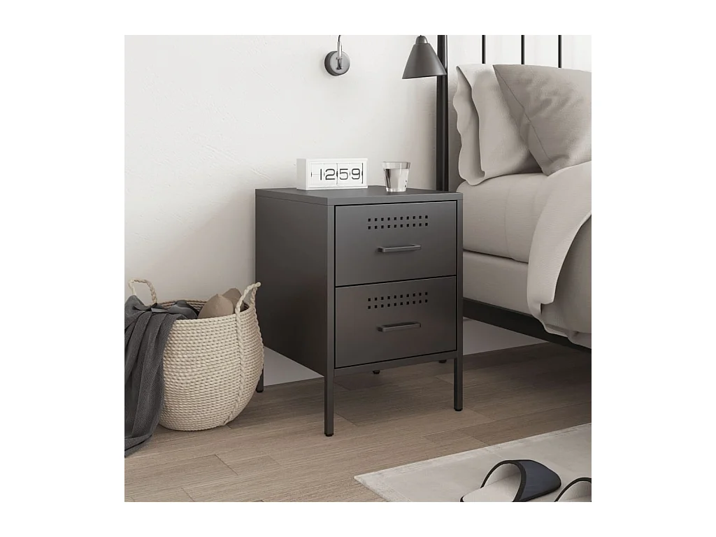 Table de chevet noir 36x39x50,5 cm acier