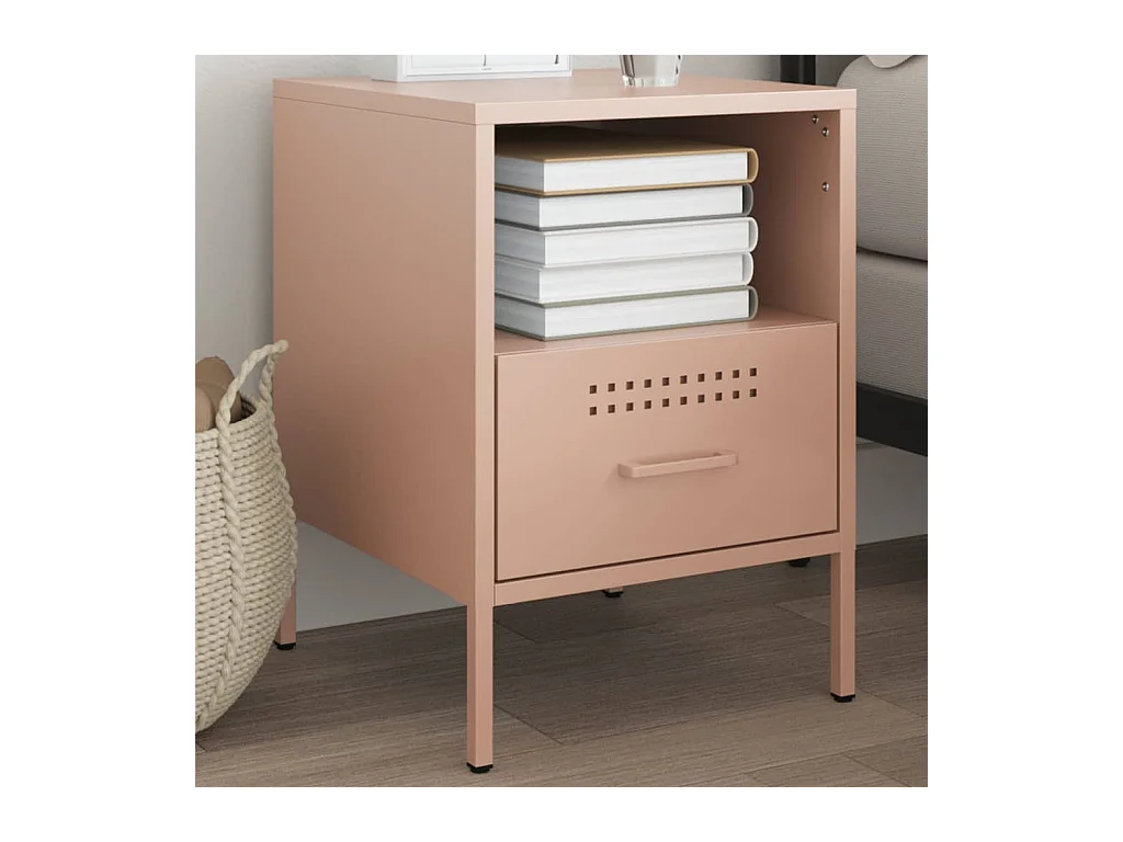 Table de chevet rose 36x39x50,5 cm acier